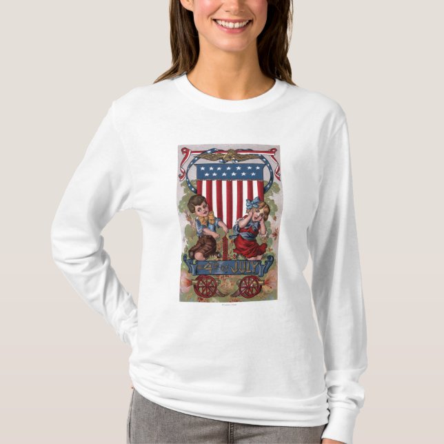T-shirt Enfants allumant des feux d'artifice (Devant)
