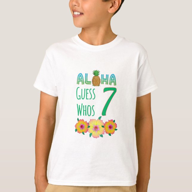 T-shirt Enfants Aloha Tropical Luau 7 ans Anniversaire (Devant)