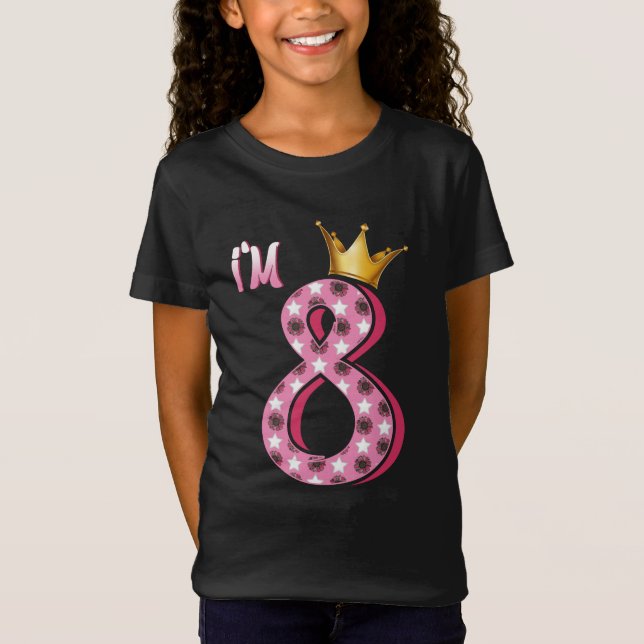 T-Shirt Enfants Année Anniversaire Fille Enfant 8ans 8e an (Devant)