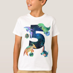 T-shirt Enfants Astronaut Espace Dinosaures 5e anniversair