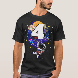T-shirt Enfants astronaute spatiale 4e anniversaire garçon
