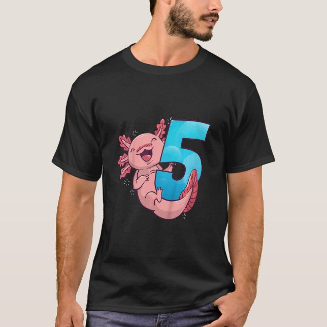T-shirt Enfants Axolotl 5e anniversaire Ich bin 5 garçons  (Devant)