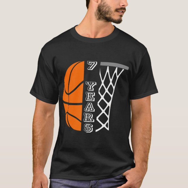 T-shirt Enfants Basketball Anniversaire Pour Garçons 7 Ans (Devant)