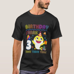 T-shirt Enfants Bébé Cute Shark 3E Anniversaire Garçon Fil