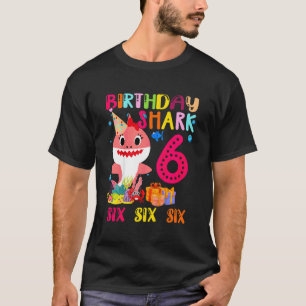 T-shirt Enfants Bébé mignon requin rose 6e anniversaire 6 