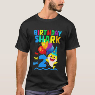 T-shirt Enfants Bébé Requin 2E Anniversaire Garçon Fille 2
