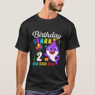 T-shirt Enfants Bébé Requin 2E Anniversaire Garçon Fille 2