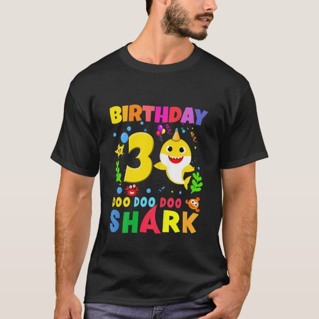T-shirt Enfants Bébé requin 3E Anniversaire Garçon Fille T (Devant)