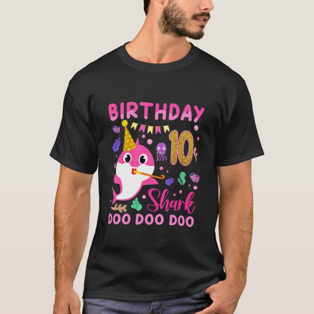 T-shirt Enfants Bébé Requin mignon 10E Anniversaire Garçon (Devant)