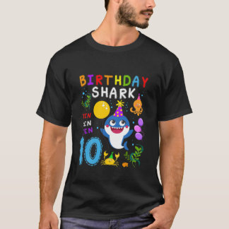 T-shirt Enfants Bébé Requin mignon 10E Anniversaire Garçon