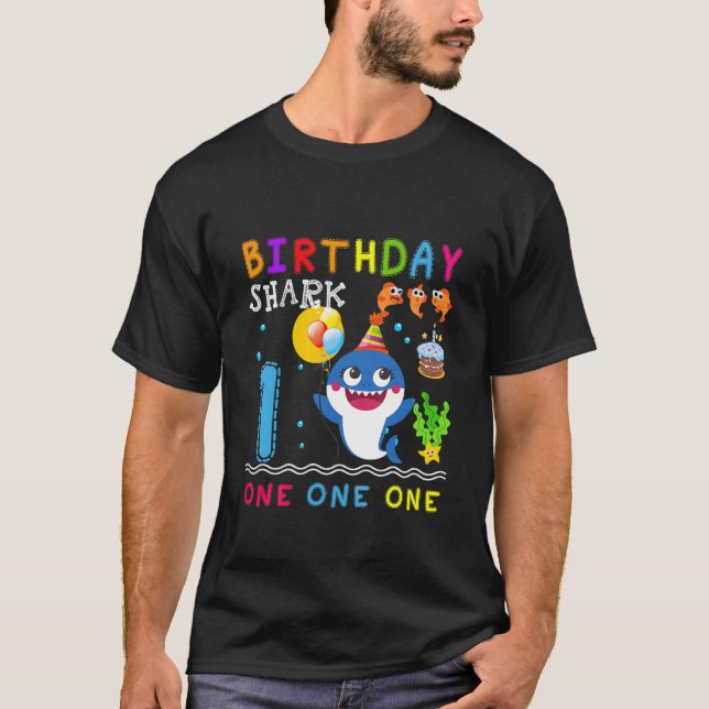 T-shirt Enfants Bébé Requin mignon 1Er Anniversaire Garçon (Devant)