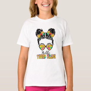 T-shirt Enfants Bonjour 3e année Messy Bow Girls 3e anné