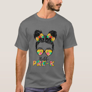 T-shirt Enfants Bonjour Pré-K School Messy Bun Girl Team P