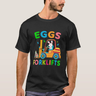T-shirt Enfants Bunny équitation Forklifts Drôle Joyeux Jo