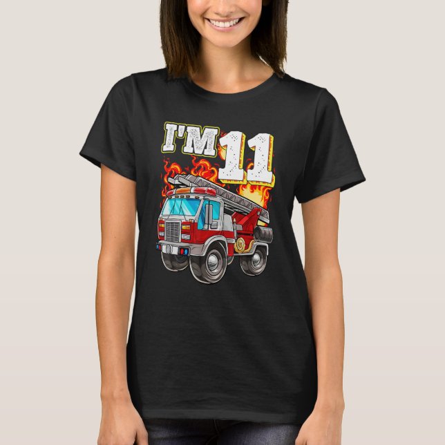 T-shirt Enfants Camion d'incendie 11e anniversaire Garçon  (Devant)