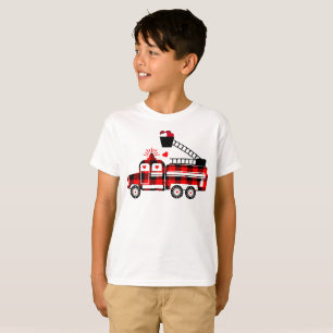 T-shirt Enfants Camions d'incendie Buffalo Plaid Coeur Val