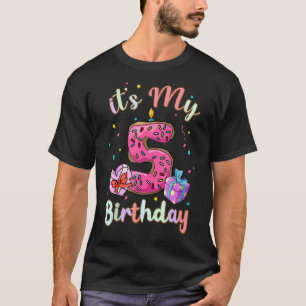 T-shirt Enfants C'est mon 5e anniversaire gâteau beigne 5