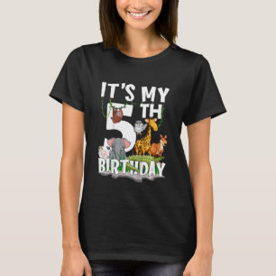 T-shirt Enfants C'est mon 5e anniversaire Zoo Jungle Safar