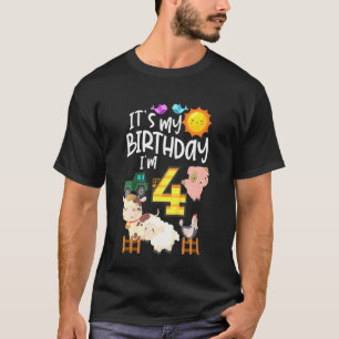 T-shirt Enfants C'Est Mon Anniversaire Im 4 Ans Animaux De