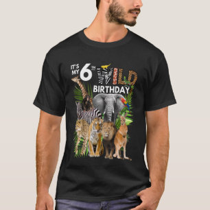 T-shirt Enfants C'est My 6th Wild Birthday Safari Animals