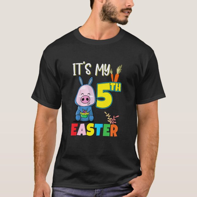 T-shirt Enfants Chasse aux oeufs de Pâques 5Anniversaire M (Devant)