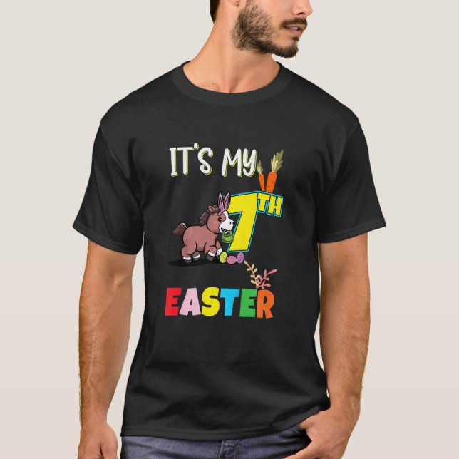 T-shirt Enfants Chasse aux oeufs de Pâques 7Anniversaire M (Devant)