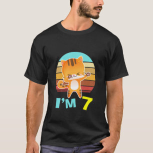 T-shirt Enfants Chat Anniversaire Garçon Fille 7E Anniver