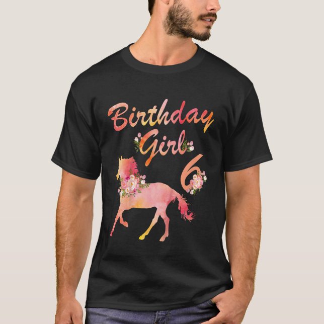 T-shirt Enfants Cheval 6e Anniversaire Filles Love Horses  (Devant)