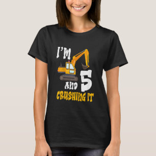 T-shirt Enfants Cinq 5ans 5e anniversaire Digger Boy Const