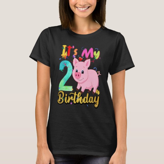 T-shirt Enfants Cochon 2e anniversaire 2 ans Cochon Annive (Devant)