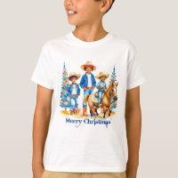 Enfants Cowboy Noir Avec Cheval Joyeux Noël