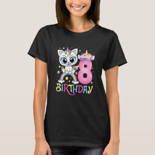 T-shirt Enfants Cute Chat Unicorn Visage Floral 8 Ans 8ème