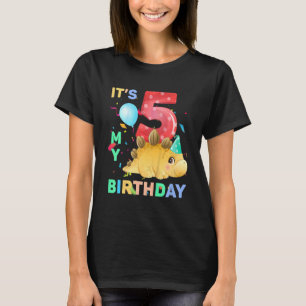 T-shirt Enfants Cute Dino Dinosaur 5e Cinq filles Annivers