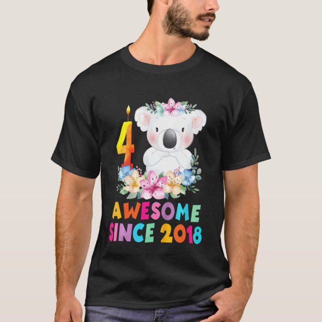 T-shirt Enfants Cute Koala Ours 4 Ans Anniversaire Tenue P (Devant)