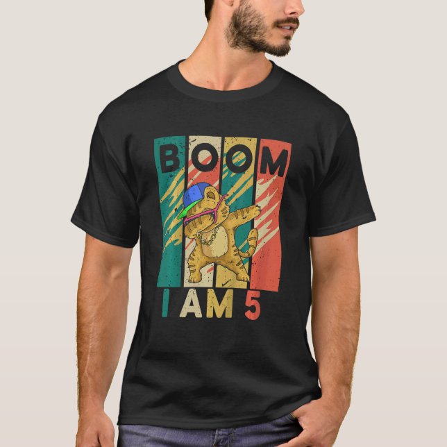 T-shirt Enfants Dabbing Chat 5 ans Joyeux 5e anniversaire  (Devant)