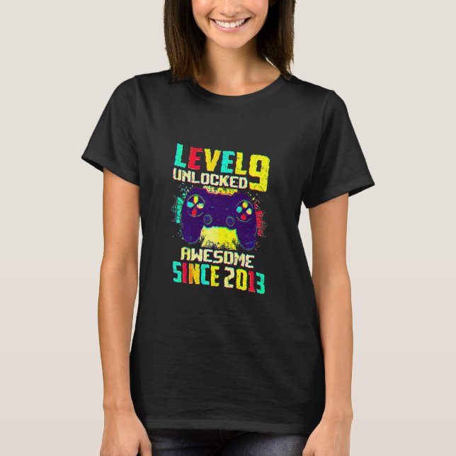 T-shirt Enfants de 9 ans Ados niveau 9 déverrouillé 9e ann (Devant)