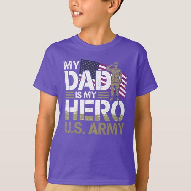 T-shirt Enfants de l'armée américaine - Mon père est mon h (Devant)