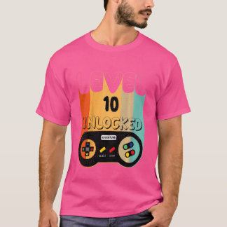 T-shirt Enfants de niveau 10 jeu vidéo déverrouillé 10e an