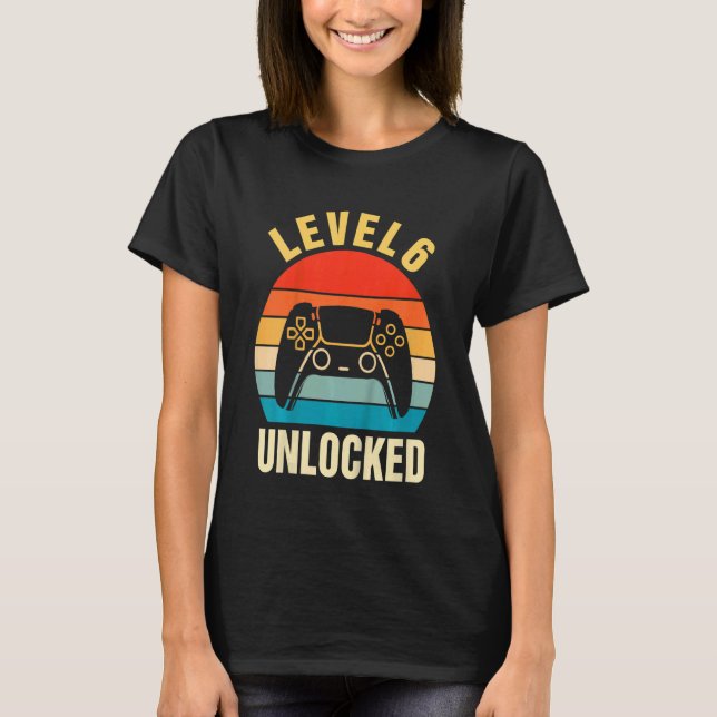 T-shirt Enfants de niveau 6 Jeu vidéo déverrouillé 6e anni (Devant)