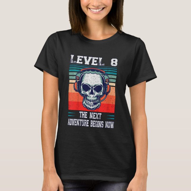 T-shirt Enfants de niveau 8 déverrouillés Suivant 8e anniv (Devant)