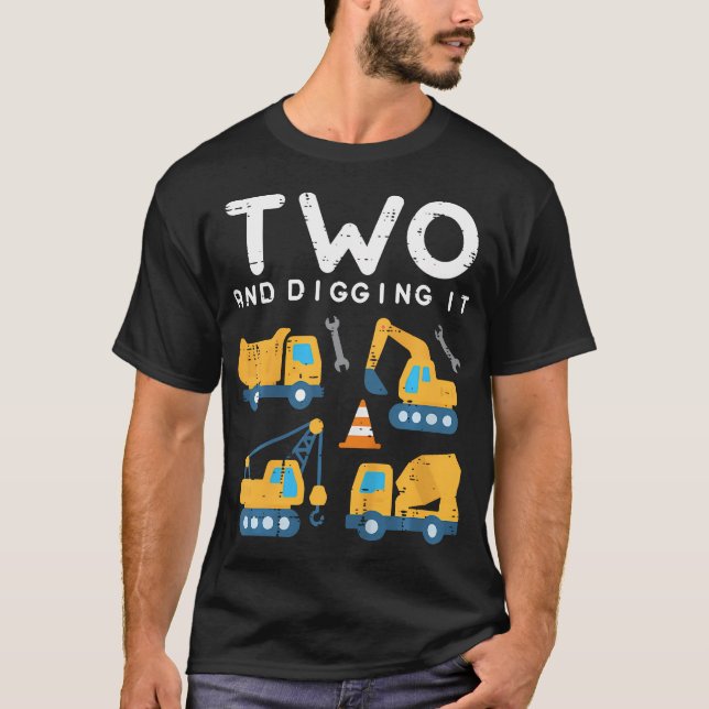 T-shirt Enfants Deux Et Creuser Il Construction Camions 2E (Devant)