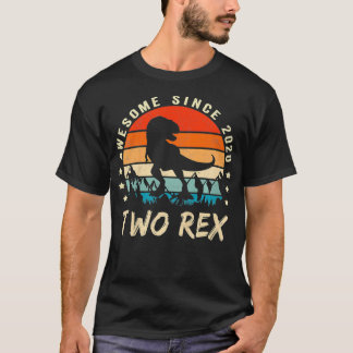 T-shirt Enfants Deux Re 2Anniversaire Cadeau Deuxième Dino