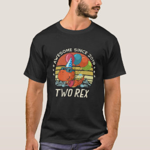 T-shirt Enfants Deux Rex 2E Anniversaire Deuxième Dinosau