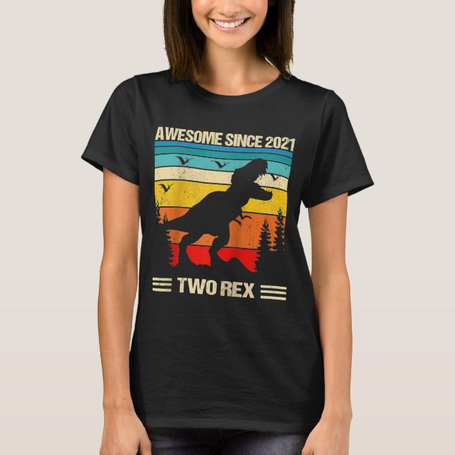 T-shirt Enfants Deux Rex 2e Anniversaire Deuxième Dinosaur (Devant)
