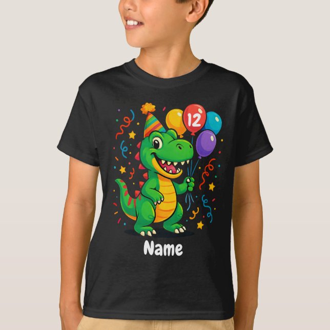 T-shirt Enfants Dino Anniversaire Personnalisés (Devant)