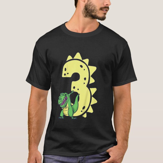 T-shirt Enfants Dinosaur Anniversaire 3 Anniversaire Garço (Devant)