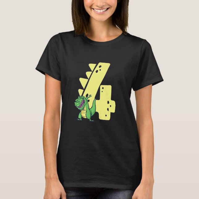 T-shirt Enfants Dinosaur Anniversaire 4 Anniversaire Garço (Devant)