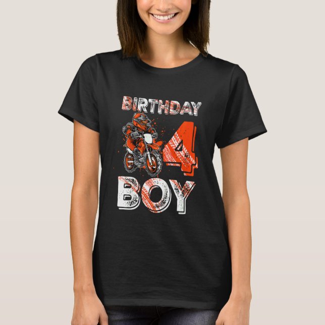 T-shirt Enfants Dirt Vélo 4Anniversaire Dirtbike Moto (Devant)