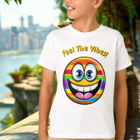 T-Shirt Enfants Émoticône Arc-en-Ciel Drôle