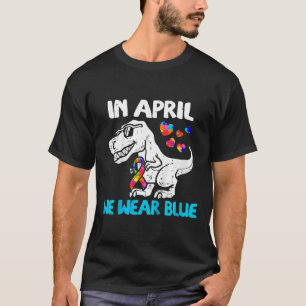 T-shirt Enfants En Avril Nous Portons Blue Trex Dino Toddl